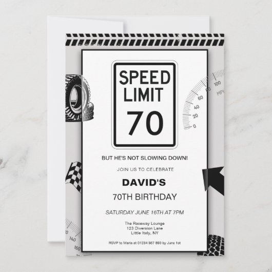 70歳の誕生日スピードリミット 招待状 (正面)