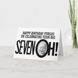 70歳の誕生日セブンOH!フォトモノ白黒 カード