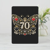 70歳の誕生日ダイヤモンド蝶のジュエリー 招待状 (スタンド正面)
