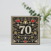 70歳の誕生日チューダー様式のジュエリーの歴史ギフト 招待状 (スタンド正面)
