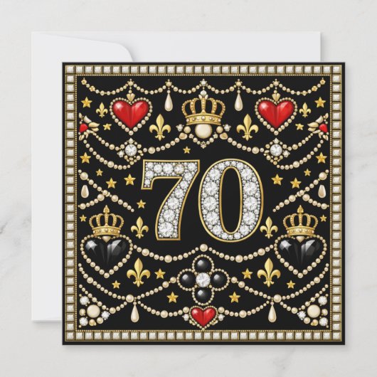 70歳の誕生日チューダー様式のジュエリーの歴史ギフト 招待状 (正面)