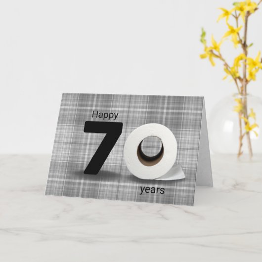 70歳の誕生日トイレ転が紙オン カード (黄色い花)