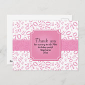 70歳の誕生日ナンバーパターン ピンク/ホワイト ポストカード (正面/裏面)