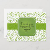 70歳の誕生日ナンバーパターン 緑/白 ポストカード (正面/裏面)