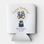70歳の誕生日ネイビーブルーバルーンケーキ 缶クーラー (裏面)
