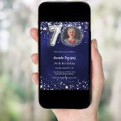 70歳の誕生日ネイビー・ブルー・シルバー・スターズの写真 招待状