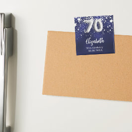 70歳の誕生日ネイビー・ブルー・シルバー・スターズ マグネット