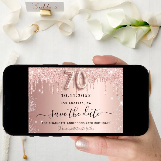 70歳の誕生日バラグリッター日付を保存 セーブザデート