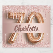 70歳の誕生日バラ金ゴールドグリッターモノグラムラグジュアリー スパークリングワインラベル (シングルラベル)