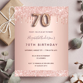 70歳の誕生日バラ金ゴールドグリッター赤面 ポストカード