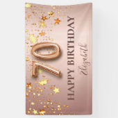 70歳の誕生日バラ金ゴールドスター赤面スクリプトパーティー 横断幕 (縦)