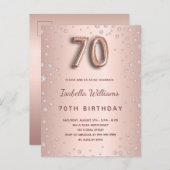 70歳の誕生日バラ金ゴールドディアモンバルーンスクリプト ポストカード (正面/裏面)