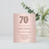 70歳の誕生日バラ金ゴールドディアモンバルーンスクリプト ポストカード (スタンド正面)