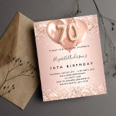 70歳の誕生日バラ金ゴールドバルーンの予算の招待 チラシ