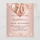 70歳の誕生日バラ金ゴールドバルーンの予算の招待 チラシ (正面)