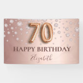 70歳の誕生日バラ金ゴールドバルーンスクリプト 横断幕 (横)