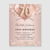 70歳の誕生日バラ金ゴールドバルーン招待マグネット (正面)