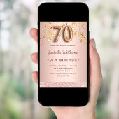 70歳の誕生日バラ金ゴールドピンク星バルーンスクリプト 招待状