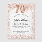 70歳の誕生日バラ金ゴールドホワイトライエレガントズ マグネット招待状 (正面)