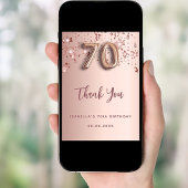 70歳の誕生日バラ金ゴールド星サンキューカード 招待状