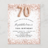 70歳の誕生日バラ金ゴールド白人予算の招待 チラシ (正面)