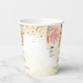 70歳の誕生日バラ金ゴールド花模様 エレガント 紙コップ (左)