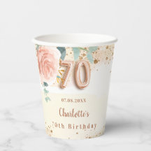 70歳の誕生日バラ金ゴールド花模様 エレガント