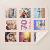 70歳の誕生日バラ金ゴールド赤面ピンク写真コラージュ シェルパブランケット (正面(横))