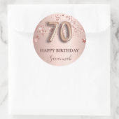 70歳の誕生日バラ金ゴールド赤面 ラウンドシール (バッグ)