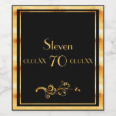 70歳の誕生日パーティエレガントブラック&金ゴールド ワインラベル (シングルラベル)