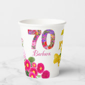 70歳の誕生日パーティフラワーブーケ紙カップ 紙コップ (正面)