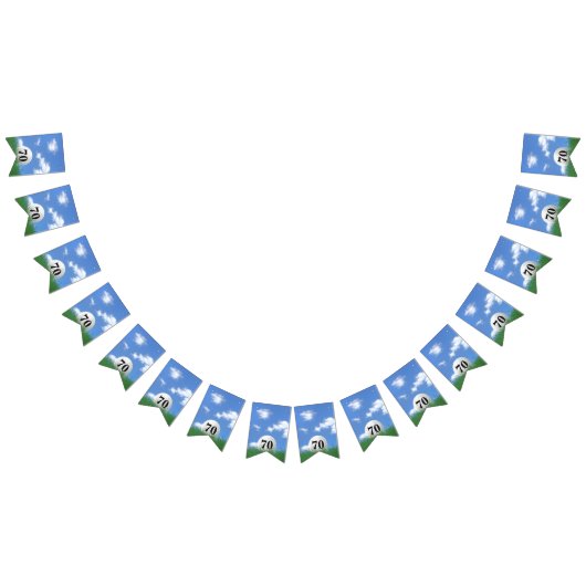 70歳の誕生日パーティーのための草の中の白いゴルフボール バンティングフラッグ (全)