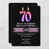 70歳の誕生日パーティーのろうそく 招待状 (正面/裏面)