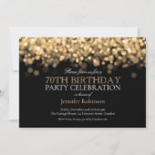 70歳の誕生日パーティーのグラム金ゴールド灯 招待状 (正面)