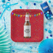 70歳の誕生日パーティーのビールボトル紙皿 ペーパープレート (パーティー)