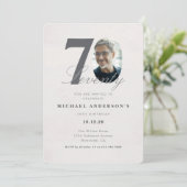 70歳の誕生日パーティーのミニマル招待状 招待状 (スタンド正面)