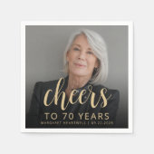 70歳の誕生日パーティーの写真で乾杯 スタンダードカクテルナプキン (正面)