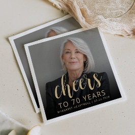 70歳の誕生日パーティーの写真で乾杯 スタンダードカクテルナプキン