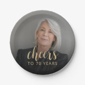 70歳の誕生日パーティーの写真で乾杯 ペーパープレート (正面)