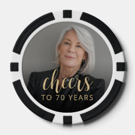 70歳の誕生日パーティーの写真で乾杯 ポーカーチップ