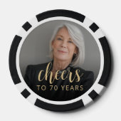 70歳の誕生日パーティーの写真で乾杯 ポーカーチップ (裏面)