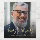 70歳の誕生日パーティーの写真で乾杯 ワインラベル (シングルラベル)
