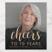 70歳の誕生日パーティーの写真で乾杯 ワインラベル (シングルラベル)