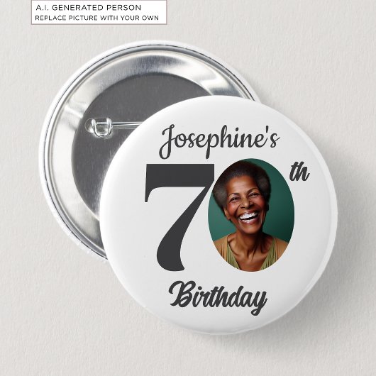 70歳の誕生日パーティーの写真ギフト 缶バッジ