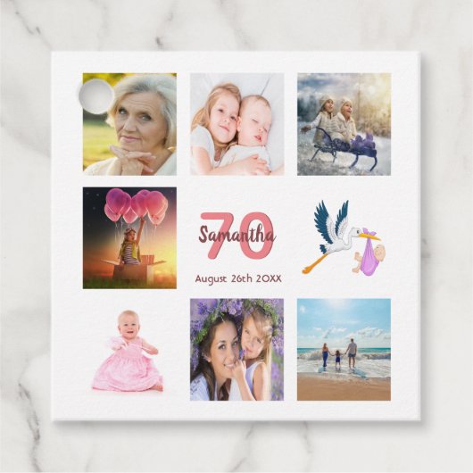 70歳の誕生日パーティーの写真コラージュ感謝していユー フェイバータグ (正面)