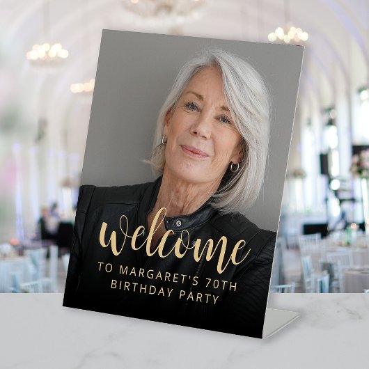 70歳の誕生日パーティーの写真歓迎 台座サイン