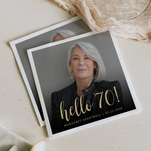 70歳の誕生日パーティーの写真 スタンダードカクテルナプキン