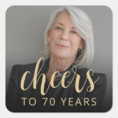 70歳の誕生日パーティーの写真 乾杯 スクエアシール (正面)