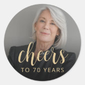 70歳の誕生日パーティーの写真 乾杯 ラウンドシール (正面)