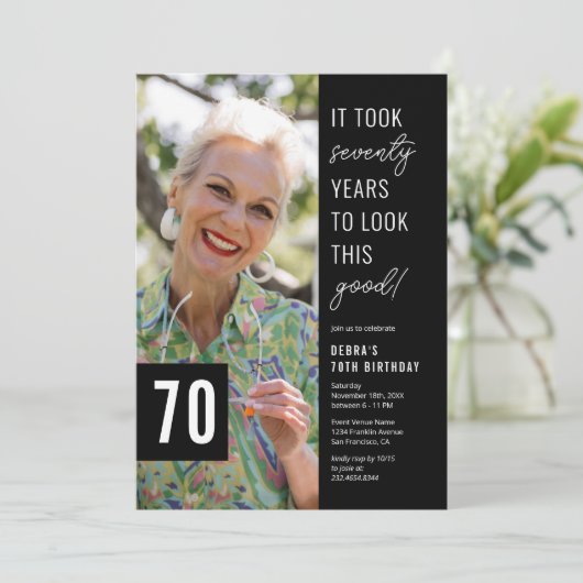 70歳の誕生日パーティーの写真 招待状 (スタンド正面)